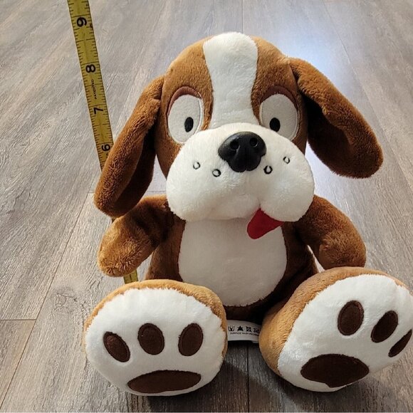Aurora Brown & White Puppy Dog Plush Stuffed Animals Red Tongue 8.5" Toy - Picture 11 of 11